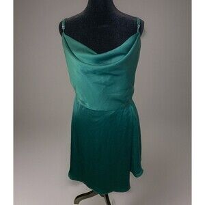 Formal Bridesmaid Satin Gown Dress Plus Size 24 Emerald Green Silk Holiday Party